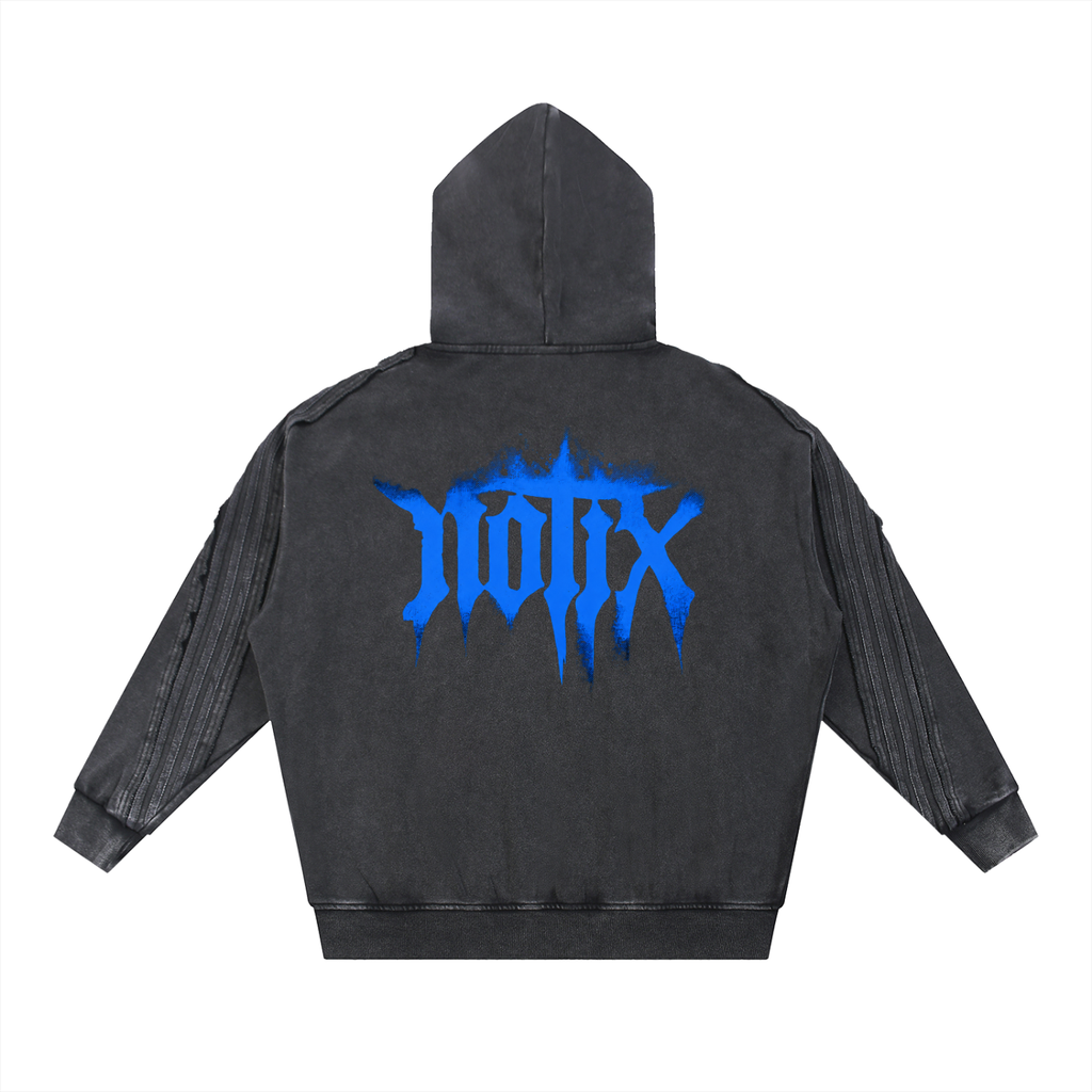 Notix Snow Washed Tape Raw Edge Zip Hoodie