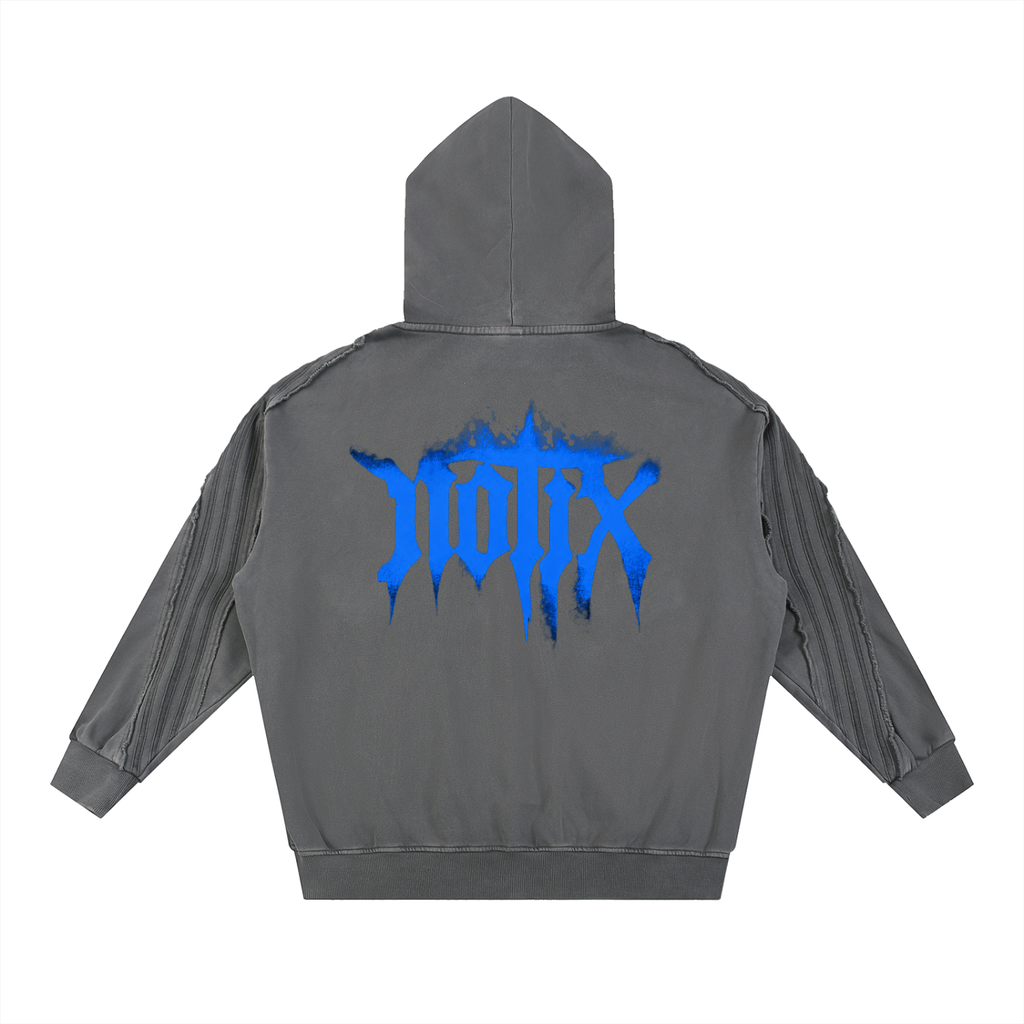 Notix Snow Washed Tape Raw Edge Zip Hoodie
